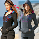 Fashion Printed Long-sleeve Dance Hoodie Tops