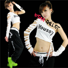 Single Hollow Sleeve Jazz & Hip-Hop Crop Top