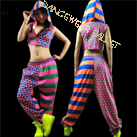 Fluorescence Dots And Stripe Jazz & Hip-Hop Harem Pant