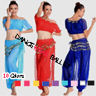 Ten Colors Sequin Beads Belly Dancewear Short Sleeve And Skirts
