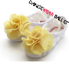 Children White Canvas Ballet Shoe With Yellow Flower