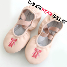 Children Leather Dance Ballet Shoes With Embroidery Bows