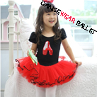 Children Short Sleeve Sequin Pointe Shoe Dance Ballet Dress