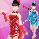 Children Sequin Shiny Ballroom Latin Dance Costume