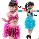 Children Sequin Feather Latin Belly Dance Costume