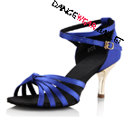 Blue Five Strap Centre Node Satin Ballroom Latin Dance Shoes