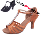 Black And Brown Centre Rhinestone Strap Ballroom Latin Dance Shoes