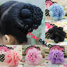 Children Colorful Ballet Hair Accessory Bun Cover With Flower
