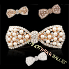 Ballet Hair Accessory Pearl Rhinestone Bow Barrette Clip