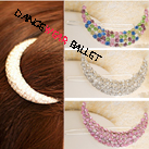 Ballet Hair Accessory Crescent Moon Rhinestones Crystal Barrette Clip