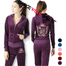 Embroidery Crown Velour Tracksuit Hoodie Sports Wear