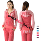 Contrast Color Embroidery Velour Tracksuit Hoodie Sports Wear